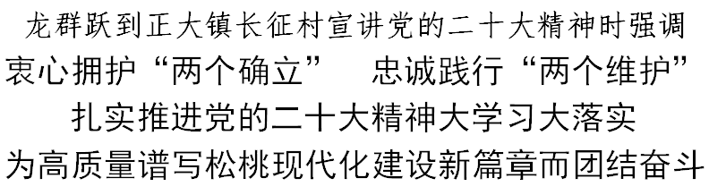 龍群躍到正大鎮(zhèn)長(zhǎng)征村宣講黨的二十大精神時(shí)強(qiáng)調(diào)