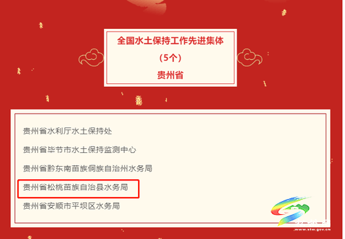 喜訊!?松桃水務(wù)局獲評全國水土保持工作先進集體