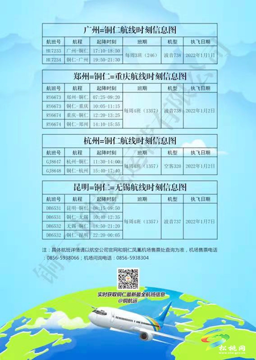 復(fù)飛|銅仁至廣州、鄭州、重慶、杭州、昆明、無(wú)錫航線1月陸續(xù)恢復(fù)