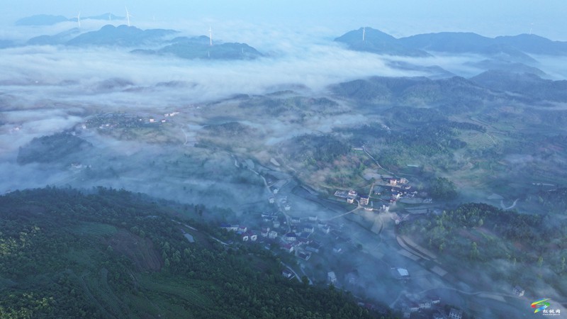 松桃:苗寨云霧繚繞 平流霧繪就夏日仙境