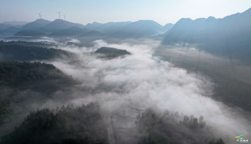 松桃:苗寨云霧繚繞 平流霧繪就夏日仙境