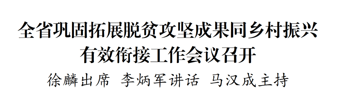 全省鞏固拓展脫貧攻堅(jiān)成果同鄉(xiāng)村振興有效銜接工作會議召開
